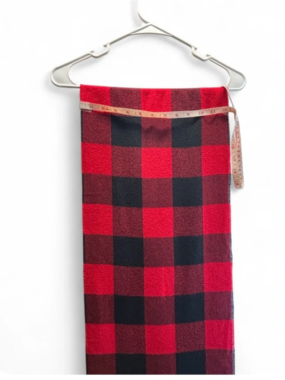 Old Navy Red and Black Plaid Wool-Blend Fringe Scarf
